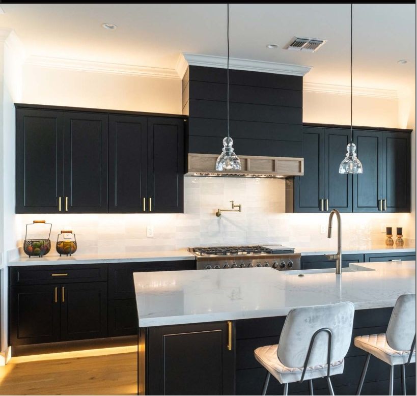 Onyx painted shaker kitchen cabinets