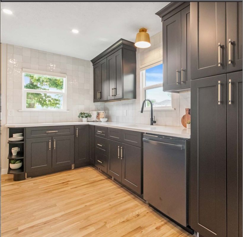 Modern Slate stained shaker kitchen cabinets